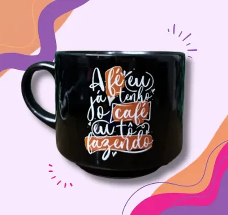 Café e fé - Xícara Preta 180ml