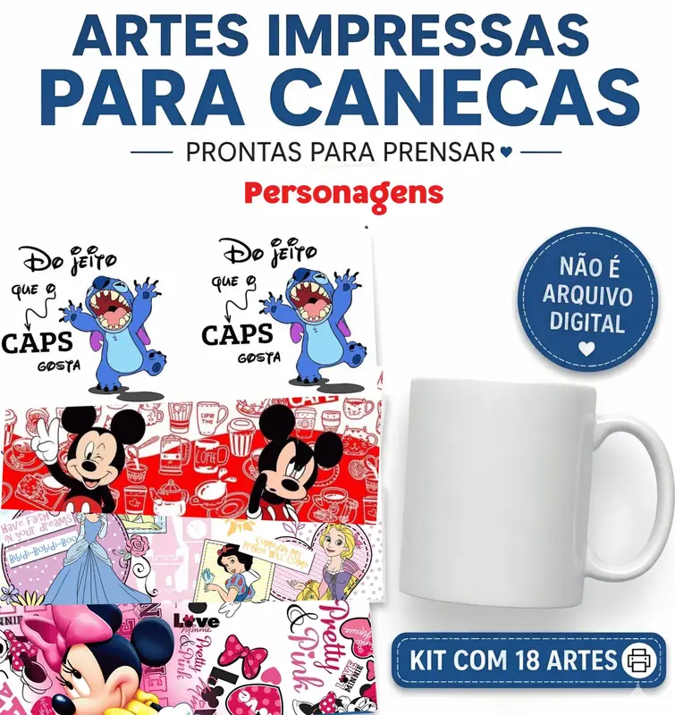 Personagens - Kit Para Estampar Canecas