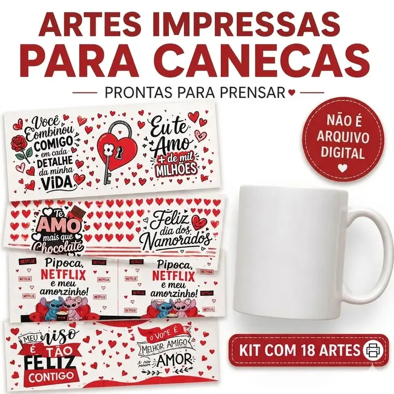 Romance - Kit Para Estampar Canecas